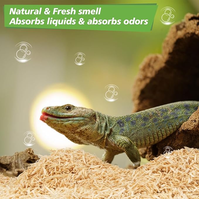 Sukh 14OZ Natural Aspen Shavings Reptile Bedding, Soft Wood Shavings Terrarium & Tank Substrate, Nesting Material for Snake, Lizard, Tortoise, Small Animal, Rabbit, Chicken & Bird