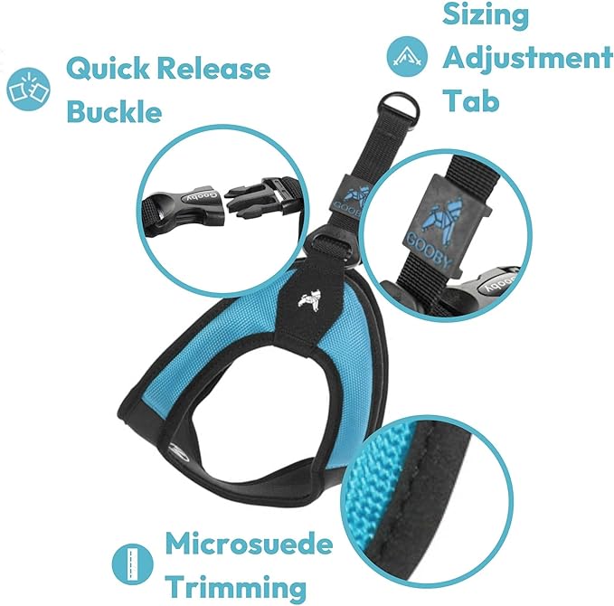 Gooby Escape Free Easy Fit Harness - Orange, Medium - No Pull Step-in Patented Small Dog Harness with Quick Release Buckle - Perfect On The Go No Pull Harness for Small Dogs or Medium Dog Harness