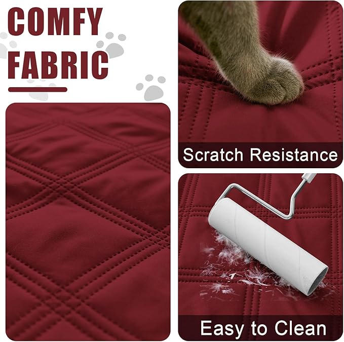 Smiry Waterproof Dog Bed Cover Blanket 40x80, Soft Reversible Pet Blanket, Washable Leakproof Cats Dogs Couch Cover for Sofa, Couch, Furniture, Wine Red/Wine Red