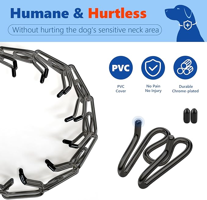 Supet Dog Prong Collar, Adjustable Pinch Training Collar with Quick Release Buckle for Small Medium Large Dogs(Packed with One Extra Links)