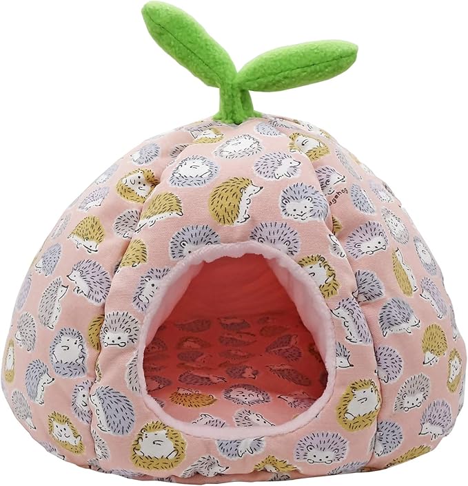 Handmade Sleeping Bag Pouch Hideout Cave Habitat for Hedgehog Guinea Pig Hamster Ferret Squirrel Small Animal Bed Nest House Cage Portable Big Cushion (Pink)