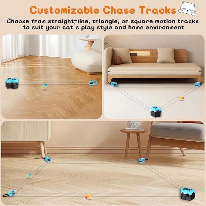 Upgraded Interactive Cat Toy for Indoor, Automatic & Remote Control Cat Chase Toy with Feather Mouse Lure, Adjustable Speed Track, Rechargeable Self-Play Exercise Toy for Bored Cats & Kittens (Blue) - Image 2