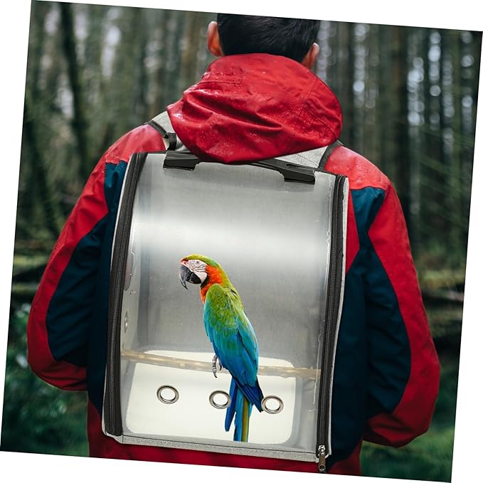 BESPORTBLE Portable Parrot Carrier Bag Comfortable Travel Backpack for Birds with Straps Wear-Resistant Design for Cockatiels Lovebirds and Birds Grey Color