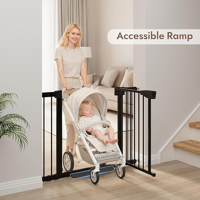 29-43" Baby Gate for Stairs, 30" Tall Dog Gate Indoor, Pressure Mountd Baby Gates with Auto-Close/Hold-Open Features and Anti-Trip Pedal, Safety Kids Gate for Doorways, House, Stairs