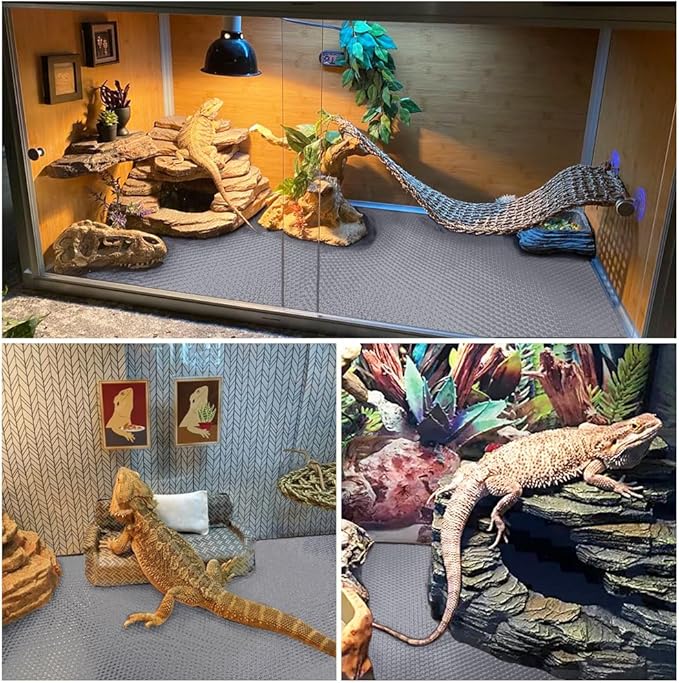 Reptile Carpet,Bearded Dragon Tank Accessories,Reptile Mat, Leopard Gecko Substrate,Bearded Dragon Tank Flooring,Snake,Tortoise Bedding(18" × 79 ", 1 PCS Grey Thicker Mat)