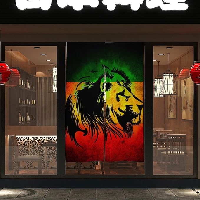 Lion Reggae Jamaica Light Blocking Door Curtain, Suitable for Bedroom Entrance