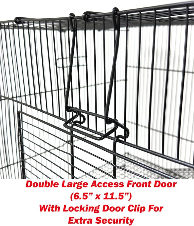 3 Levels Easy Foldable Chew-Proof Metal Small Animal Travel Carrier Cage Ferret Chinchilla Hamster Suger Glider Gerbil Rats Mouse Mice Guinea Pig Rodent Degu Dagus, Tight 3/8-Inch Bar Spacing