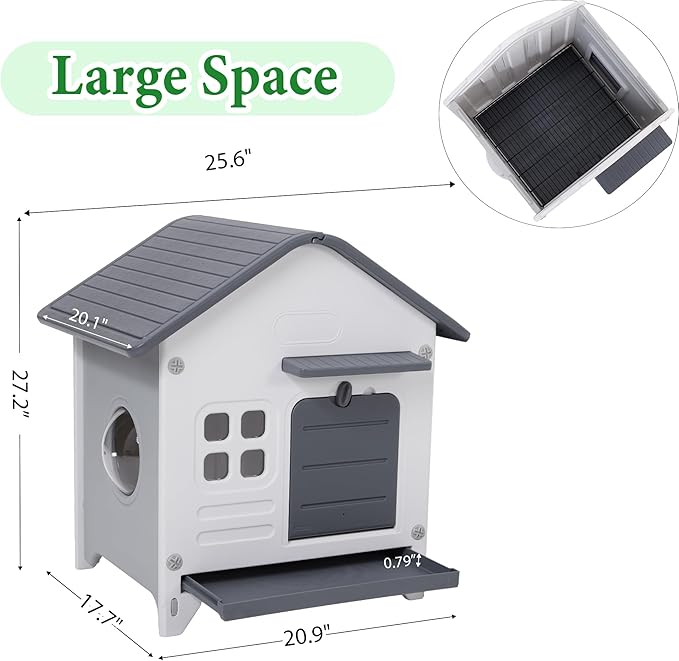 Rabbit Hutch Outdoor Indoor Plastic Waterproof Bunny Cage Enclosure Chew-Proof Rabbit House Guinea Pig Cage Pet House for Small Animals,One Room-Sloping Roof