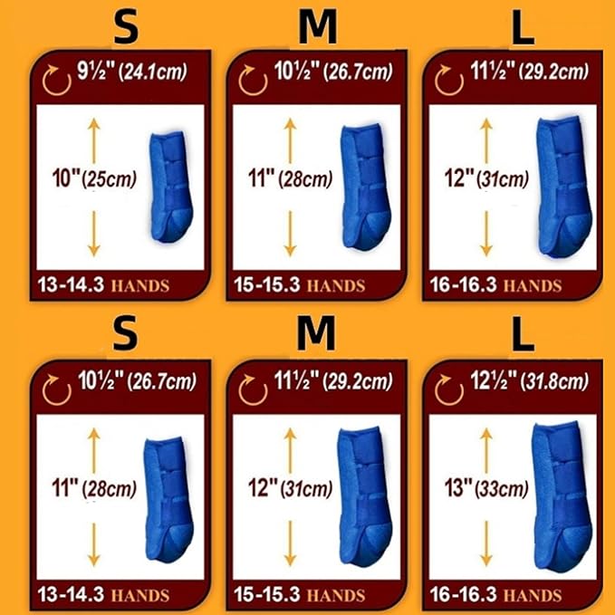 Generic 4Pcs Horse Boots Leg Protectors Adjustable Comfortable Neoprene Reusable Breathable Horse Protectors Equipment Set, Blue, S