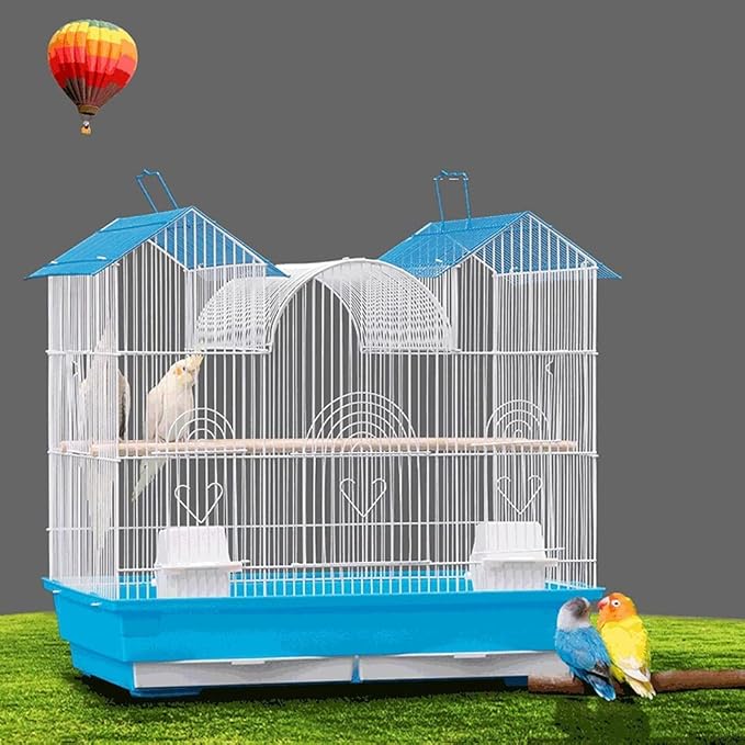 Elegant Birdcage 24inch Wrought Iron Birdcages Portable Bird Cage Hanging Bird Carriers Large Bird Flight Cage with Rolling Stand for Outdoor Exquisite Beautifu，Birdcage