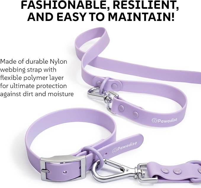 Dog Harness, Collar & Leash Set, Adjustable No Pull Harness with 3 Leash Clips, Waterproof Matching Collar & Leash, Breathable Comfort (Lilac, Small)