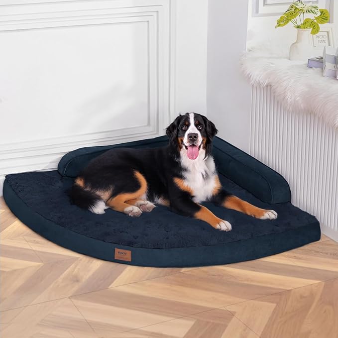 MEKIY Large Orthopedic Dog Bed with Sides XXXL Dog Beds with Removable Washable Cover Non-Slip Waterproof Pet Bed for Extra Large Dogs - Navy Blue XXXL