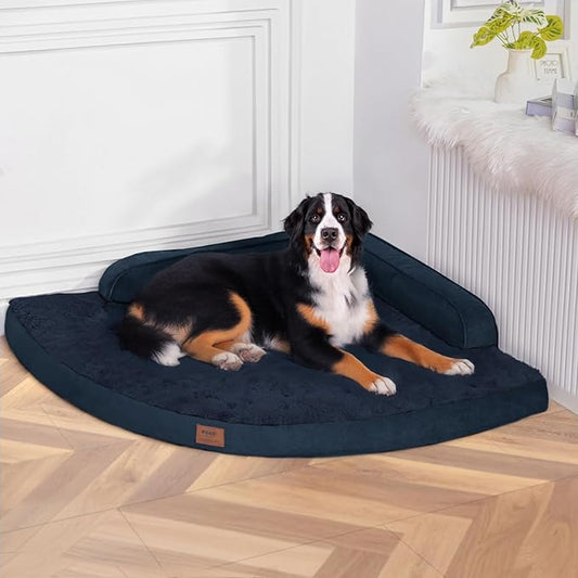 MEKIY Large Orthopedic Dog Bed with Sides XXXL Dog Beds with Removable Washable Cover Non-Slip Waterproof Pet Bed for Extra Large Dogs - Navy Blue XXXL