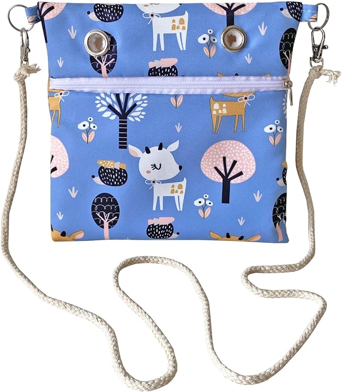 Faux Rabbit Fur Sugar Glider Bonding Carry Pouch Portable Small Animal Carrier Bag Small Animal Bonding Crossbody Strap for Hamster Rat Gerbil with Vent (Blue)