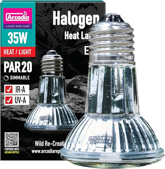 Arcadia Halogen Heat Lamp 35W – Focused Beam Infrared & UVA Reptile Heat Lamp Bulb for Bearded Dragons, Tortoises, Turtle Tank and Terrariums, Long Lasting Easy to Use Indoor Heat Bulb for Reptiles