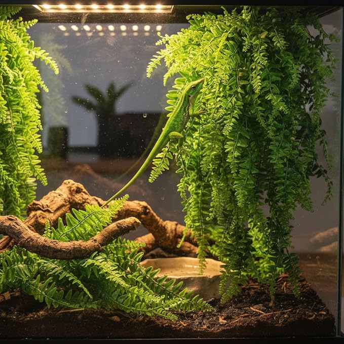 PINVNBY Reptile Plants Hanging Fake Vines Boston Climbing Terrarium Plant with Suction Cup for Bearded Dragons Lizards Geckos Snake Pets Hermit Crab and Tank Habitat Decorations (4 Pack)