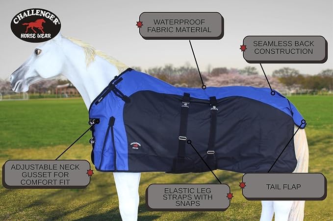 66" 1200D Turnout Lightweight Bellyband Rain Horse Winter Blanket Sheet 385B
