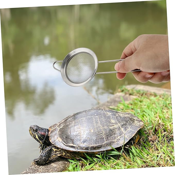 Sosoport 2pcs Metal Reptile Sand Scoop Fine Mesh Litter Cleaner for Easy Excrement Removal Terrariums and Aquariums for Tortoise and Reptile Care