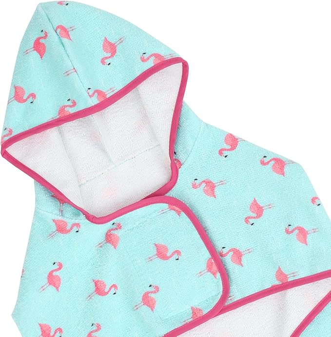 HDE Dog Bathrobe Super Absorbent Quick Drying Puppy Towel Wrap Coat Adjustable After Bath Robes with Hood for Dog Sizes S-XXL Flamingos L