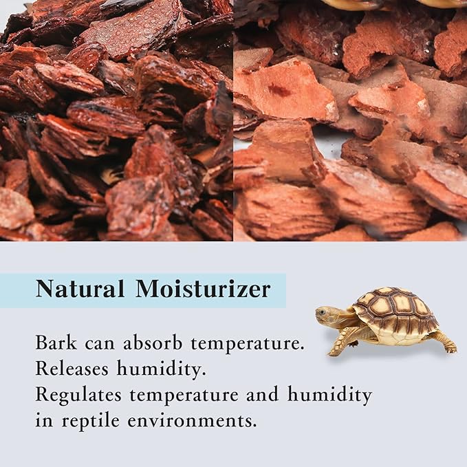 Tfwadmx Reptile Bark Bedding 31.6oz Tortoise Bedding for Habitat Bearded Dragon Substrate Reusable Pine Chips Substrate for Geckos, Lizards, Turtles Snakes, Hermit Crabs