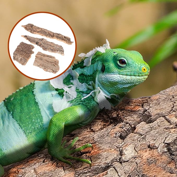 IMIKEYA 4Pcs Reptile Tree Bark Reptile Hides: Natural Wood Cork Bark Gecko Hide Small Climbing Barks Terrarium Decor Lizard Geckos Tortoise Birdcage Tank Accessories Water Tube Landscaping