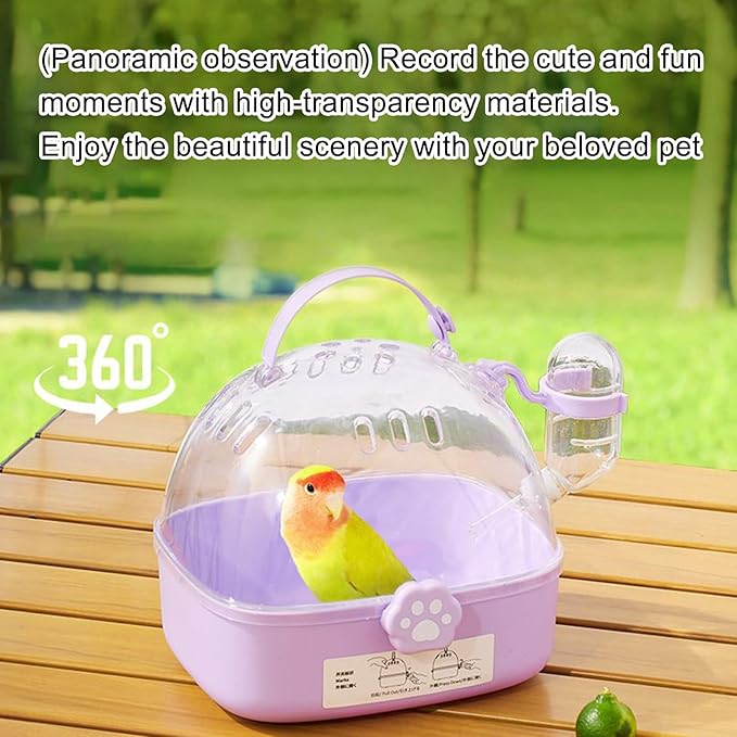 Bird Carrier Cage with Water Bottle, Portable Parrot Travel Carrier Cage for Parrots, Hamster, Guinea Pig, Lovebird, Budgies, Small Animal, 17x16x18 cm