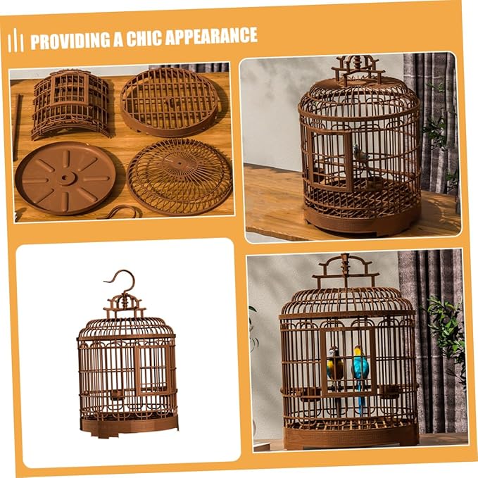 Sosoport Birdcage Villa Luxury Home Finch Cage Easy Cleaning Bottom Portable for Parrots Lovebirds