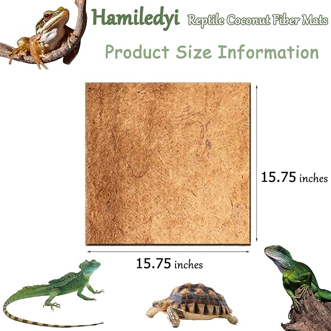 Hamiledyi Reptile Carpets 4Pcs Natural Coconut Fiber Tortoise Carpet Mats for Pet Terrarium Liner Reptile Supplies for Lizard Snake Chameleon Turtle Bedding Bunny Rabbit Mat