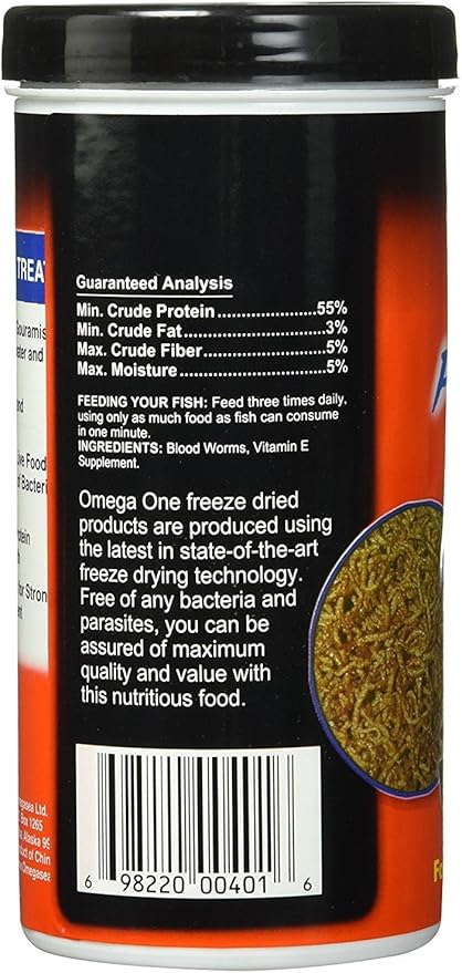 Omega One (3 Pack) Freeze Dried Blood Worms 0.96oz