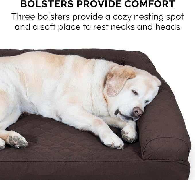 FurHaven Soft, Orthopedic Foam Sofa Dog Bed with Washable & Removable Cover - Quilted - Coffee, Dogs Up to 35 lbs - Medium