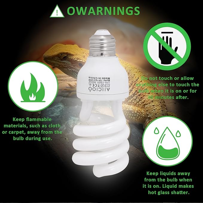 Aiicioo UVB Reptile Light 10.0 26W Desert UVB Spiral Compact Fluorescent Lamp UVB Reptile Light Bulb Tropical and Sub-Tropical UVB Bulb for Reptiles Bearded Dragons Lizards