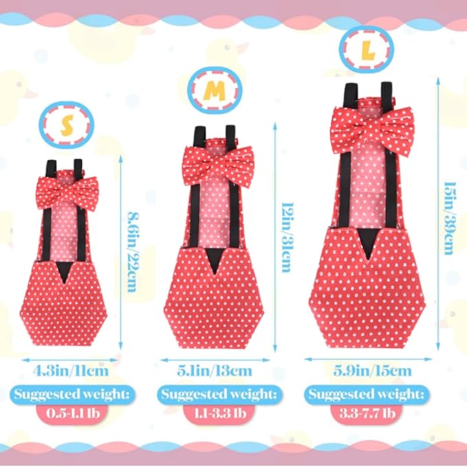 6 Pcs Chicken Diapers for Indoor Chickens Reusable Washable Duck Diapers with Bowtie Adjustable Ducklings Pet Poultry Potty Training Clothes for Rooster Chicken Geese(Classic,M)