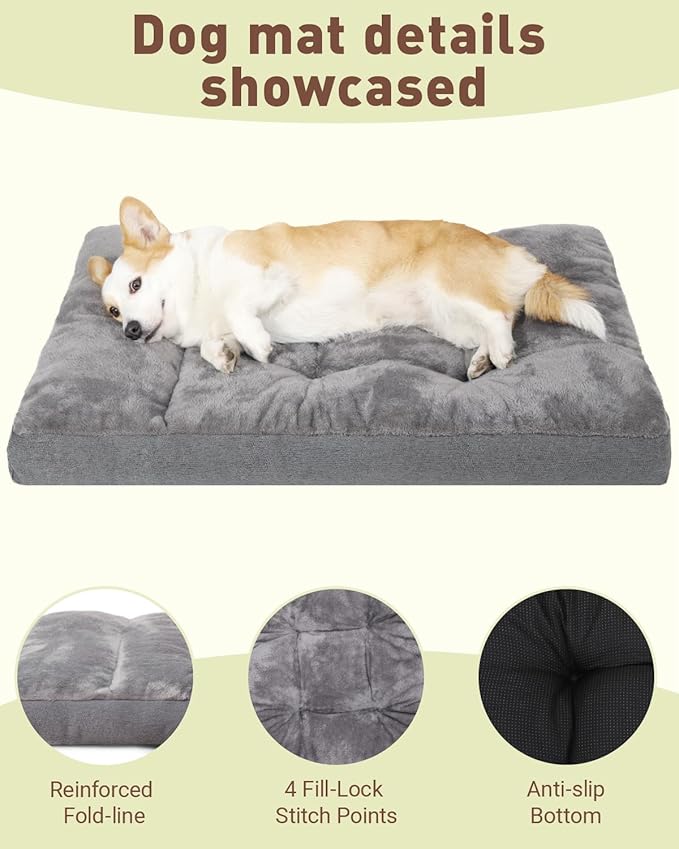 NUPIDA Dog Bed for Crate for Extra Large Dogs, Machine Washable XXL Crate Bed Pet Kennel Pad with Non-Slip Bottom, Pet Sleeping Mat, 47x29 Inch, Dark Gray