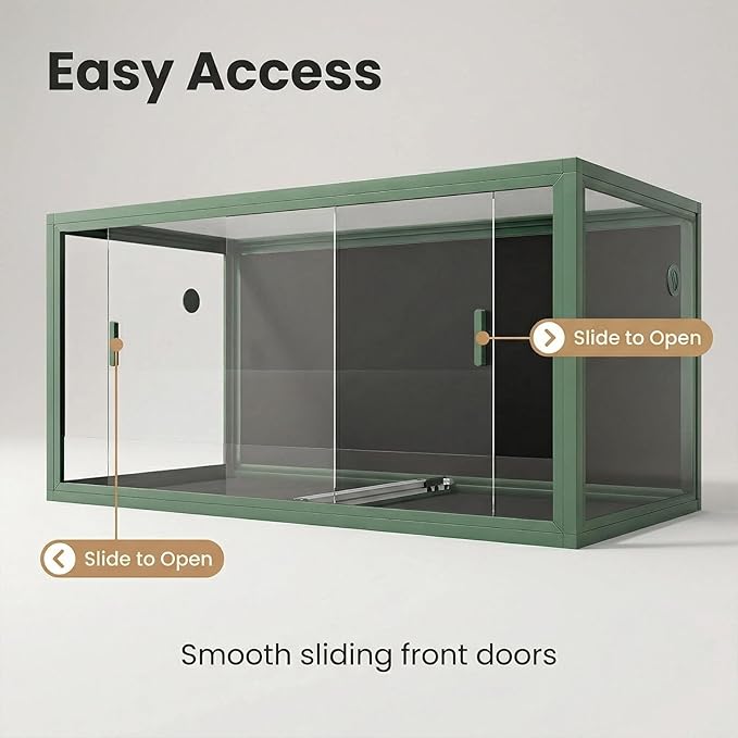 120 Gallon Reptile Terrarium 4x2x2, Extra Large Glass Enclosure with Sliding Doors, Heavy-Duty Screen Top Ventilation, Secure Anti-Escape Habitat for Bearded Dragons, Lizards & Snakes - Green
