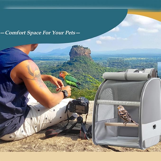 Compacts Bird Carriers Backpacks with 3 Ventilation Panel and Storage Pockets for Hiking Trip Bird Travel Backpacks