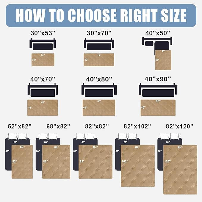 Smiry Waterproof Dog Bed Cover Blanket 30x82, Soft Reversible Pet Blanket, Washable Leakproof Cats Dogs Couch Cover for Sofa, Couch, Furniture, Lattice, Camel/Beige