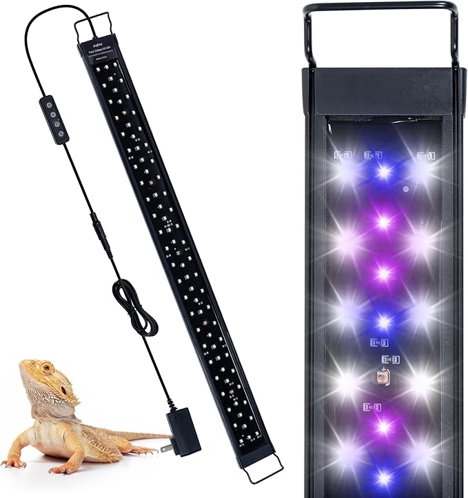 LED UVB Reptile Light, 22W UV Lamp Bar with Timer and Dimming, 27 Inch Extendable Aluminum UVA UVB Strip Light for Turtles, Bearded Dragons, Tortoise, Chameleon, Snakes