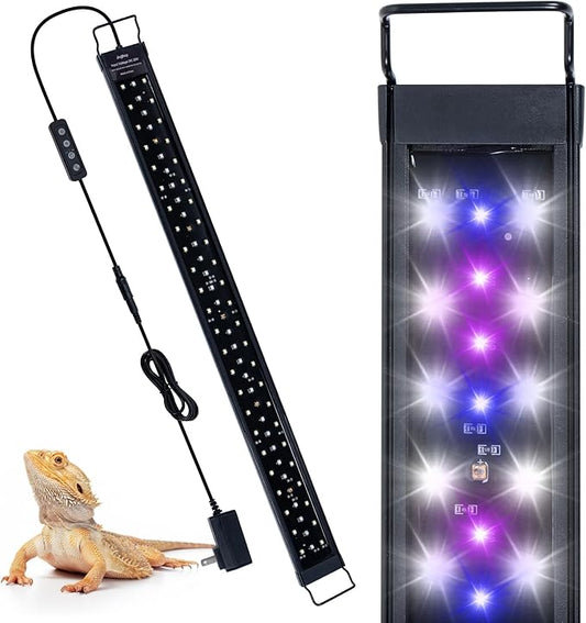 LED UVB Reptile Light, 22W UV Lamp Bar with Timer and Dimming, 27 Inch Extendable Aluminum UVA UVB Strip Light for Turtles, Bearded Dragons, Tortoise, Chameleon, Snakes