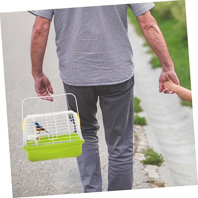 1 Set Portable Bird Carrier Cage for Parrots Lightweight Travel Cage with Handle Breathable Wire Structure for Hiking Sightseeing Camping Trips