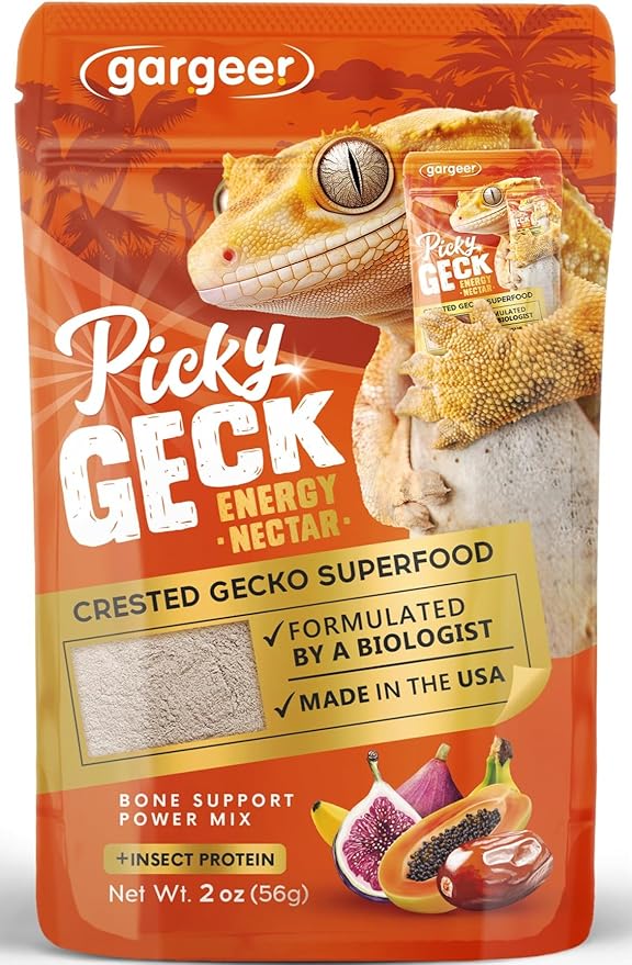 Gargeer 'Picky Geck' Energy Nectar - Premium Crested Gecko Food | Calcium-Rich Fruit Formula for Bone Strength & Energy Support | No Fillers - Only Premium Ingredients | 2oz | Made in USA