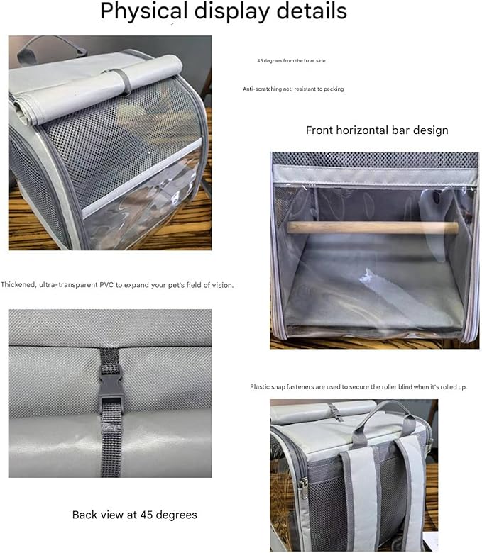 Folded Bird Travel Backpacks Cage with Detachable Perches and Transparents Window for Pet