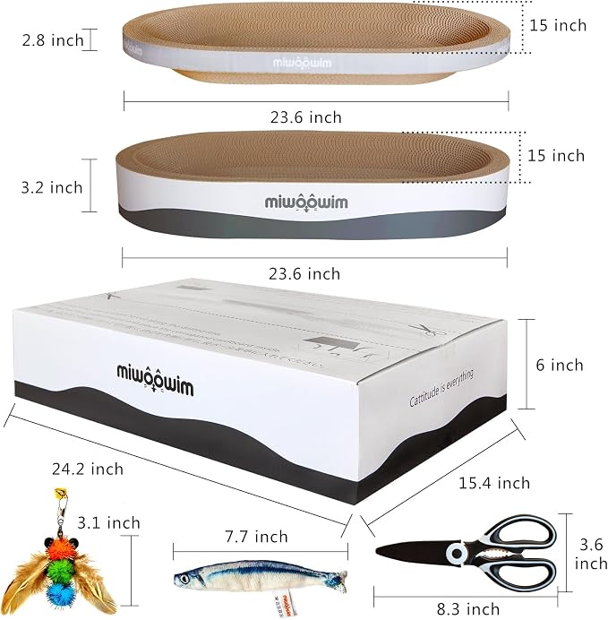 miwoowim 23.6" Extra Large Cat Scratcher Bed & Box Set, Oval Lounge Bowl - Image 2