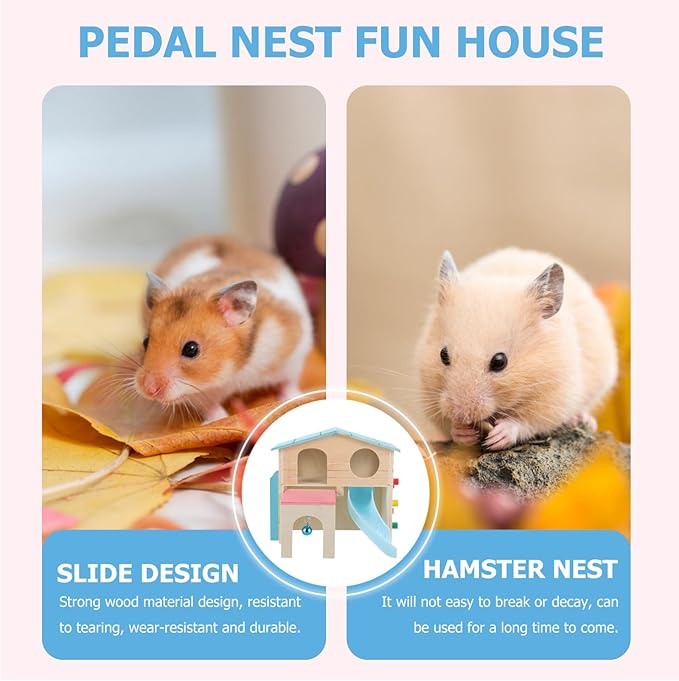 Hamster House Hideout Slide Deck Ladder Pet Exercise Playground Habitat Dwarf Gerbil Mice Rats