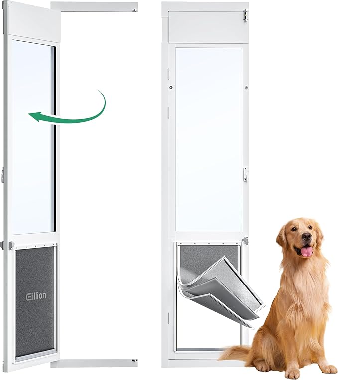 3 Flap XLarge Dog Door for Sliding Glass Door, Openable Pet Door for Sliding Glass Doors, Adjustable 75 7/8" to 81" Slider Height-Pets Up to 220 Lb (Extra Large Size)