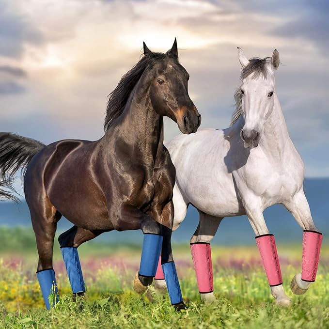 Jexine Set of 8 Mesh Fly Boots for Horse Loose Fitting Non Slip Breathable Horse Fly Leggings Protective Reduces Stress Leg Fatigue Wraps for Preventing Flies Mosquitoes Bite