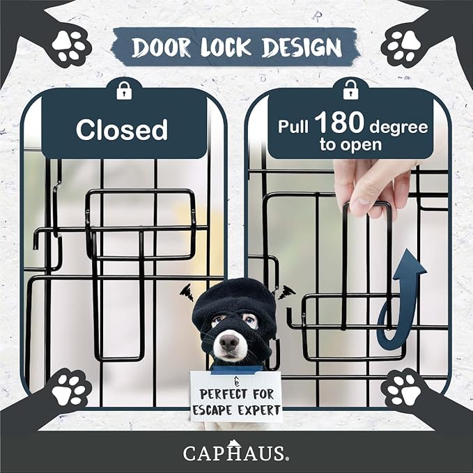 CAPHAUS Foldable Dog Crate Wire Metal Dog Kennel w/Leak-Proof Pan & Protecting Feet & Divider Panel, Single or Double Door, Small, Medium & Large Dog Crate Indoor Cage, 30” w/Single Door