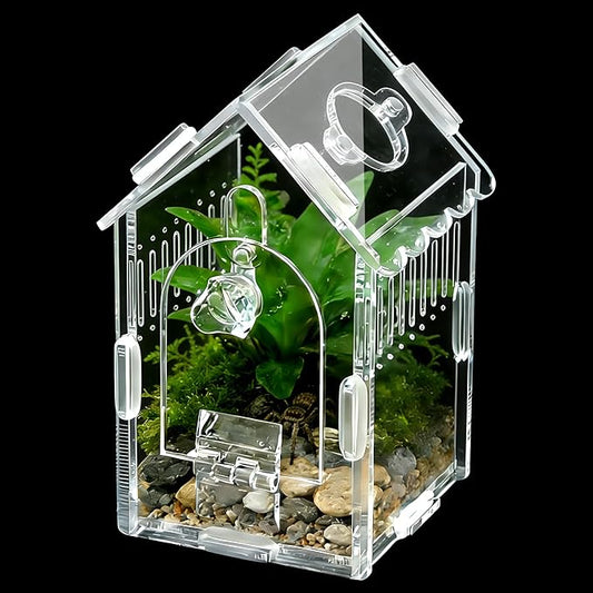 Jumping Spider Enclosure 3.15"×3.15"×5.6" - Magnetic Front Opening Acrylic Terrarium with Ventilation, Escape-Proof Habitat for Tarantulas, Mantis & Small Reptiles, No-Tool Easy Assembly