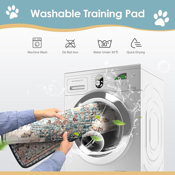 SCLOSE Washable Pee Pad for Dogs Extra Large, 72" x 72" Reusable Puppy Pads Waterproof Dog Rugs, Super Absorbent, Leakproof, Dog Crate Pad, Playpen Mat, Whelping Pads, Blue Medallion