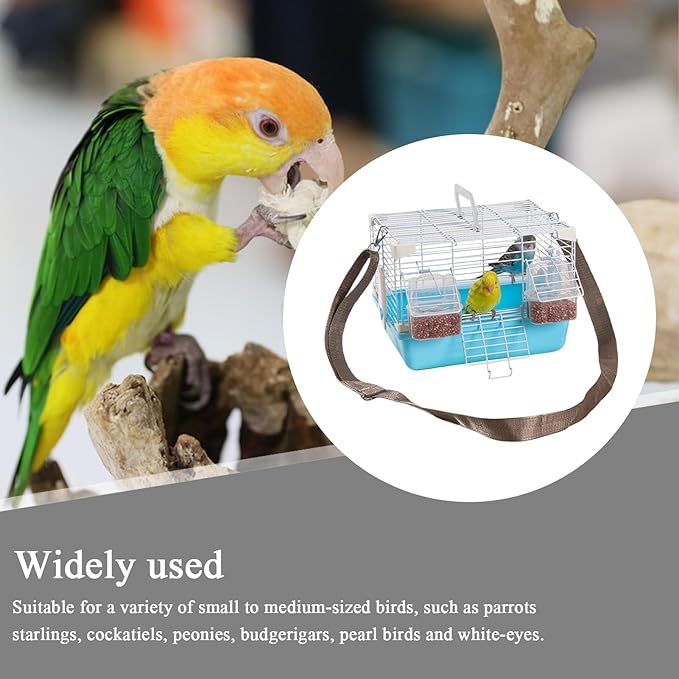 Bird Travel Cage - Portable Heavy-Duty Cages, Comfortable Handle, Small Animal Housing, Durable Pet Carrier | Safe Travel Cage for Cockatiels Budgies Peony Pearl Munias Home Outdoor