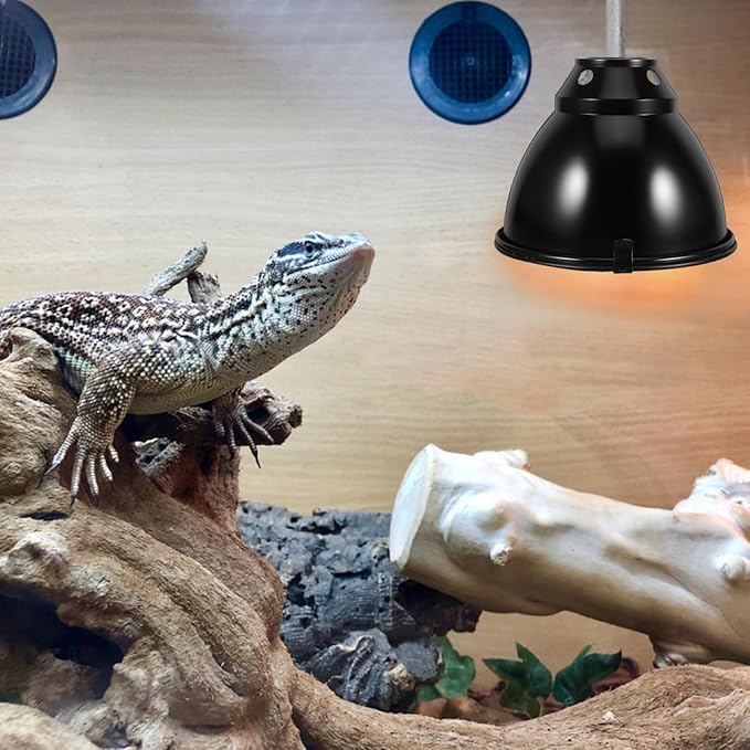 Reptile Heat Lamp Cover Anti-Scald Dome Light Guard Aluminum Heat Lamp Protector for Turtle Lizard Snake Breeding Boxes with Mesh Cover